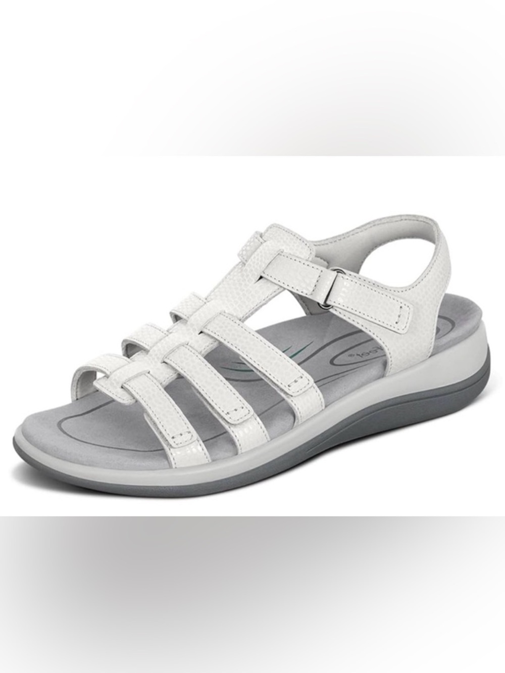 Orthofeet Women's Orthopedic Leather Amalfi Adjustable Sandals, wide Size 8